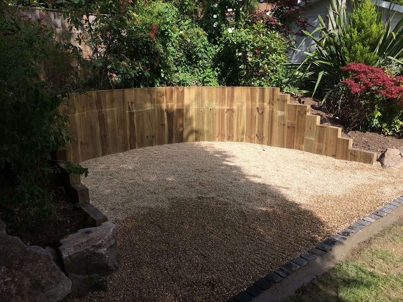 Sleeper retaining wall by Vincent Fencing